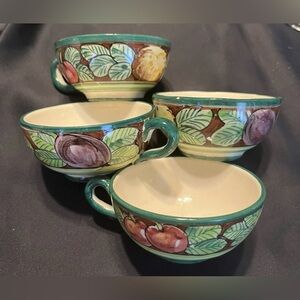 Sip Cups, Hand Painted Fruit, Italy. Set of Four.